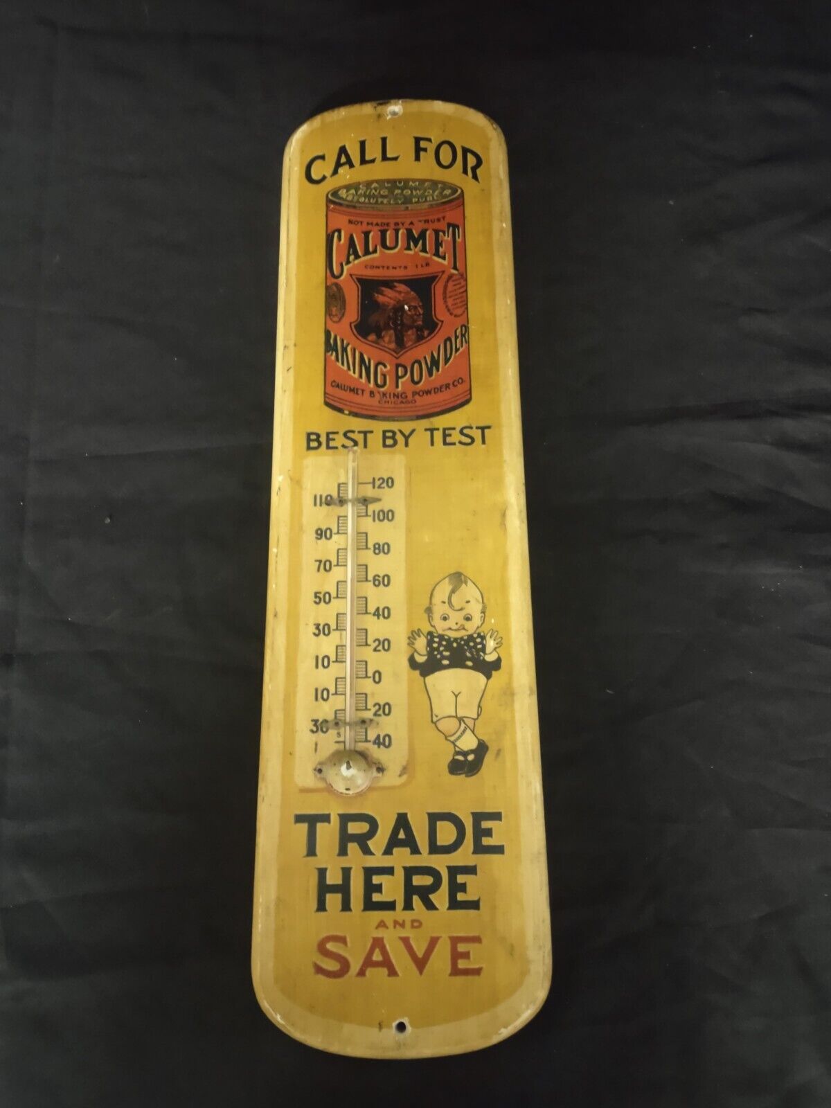 Calumet Baking Powder Antique Wood Thermometer - 22