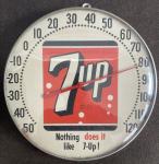 Vintage 7UP Advertising Dial Thermometer Sign