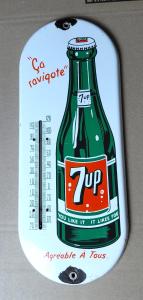 1950s 7up Metal Thermometer Sign - French Canadian