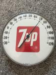 Vintage 7up Soda 12" Dial Thermometer Sign