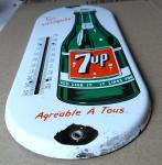 1950s 7up Metal Thermometer Sign - French Canadian