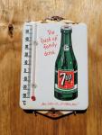 Vintage 7UP Porcelain Thermometer Advertising Sign