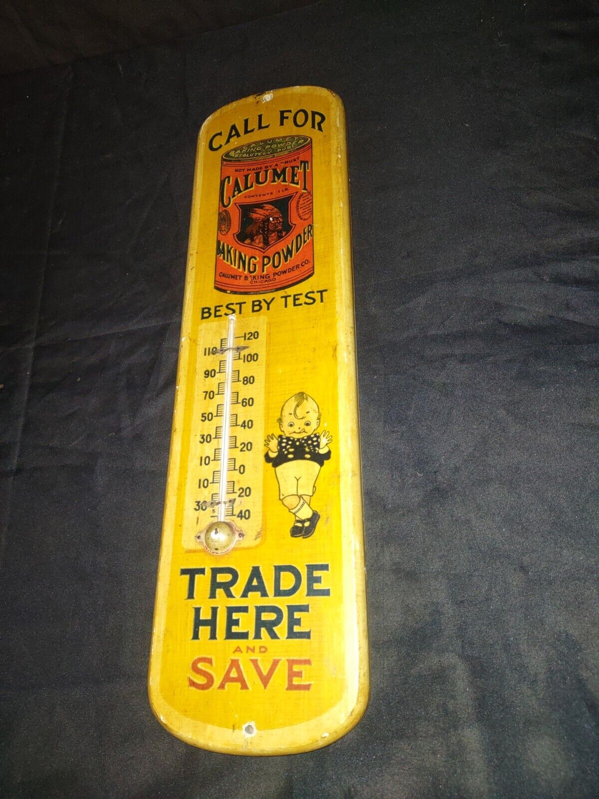Calumet Baking Powder Antique Wood Thermometer - 22