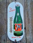 1950s 7 Up Porcelain Thermometer - French Canada