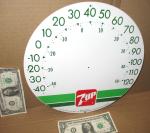 1980's 7UP Round Tin Thermometer Sign