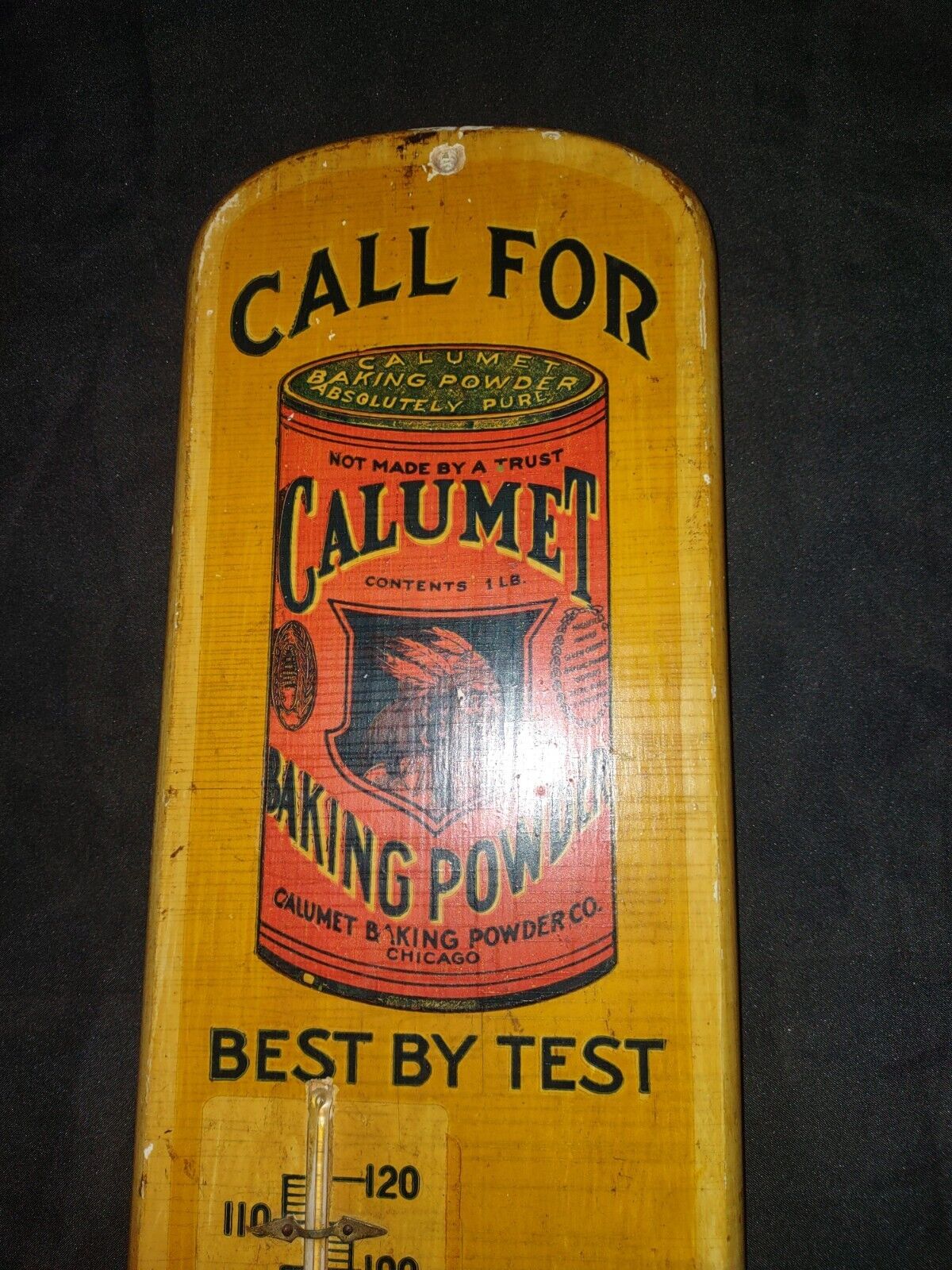 Calumet Baking Powder Antique Wood Thermometer - 22
