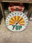 Vintage 7 Up Glass Advertising Thermometer