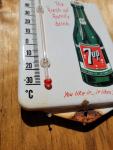 Vintage 7UP Porcelain Thermometer Advertising Sign
