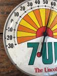 1960s 7up Glass Sunburst Thermometer Sign
