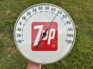 Original 7Up Vintage Dial Thermometer with Glass Cover