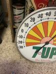 Vintage 7 Up Glass Advertising Thermometer