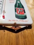 Vintage 7UP Porcelain Thermometer Advertising Sign