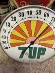 Vintage 7 Up Glass Advertising Thermometer