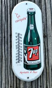 1950s 7UP Soda Porcelain Advertising Thermometer