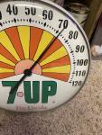 Vintage 7 Up Glass Advertising Thermometer