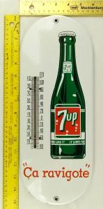 Vintage 1950s 7up Porcelain Thermometer Sign