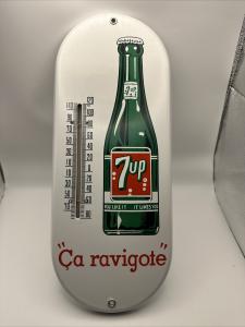 Vintage 7 Up Porcelain Advertising Thermometer