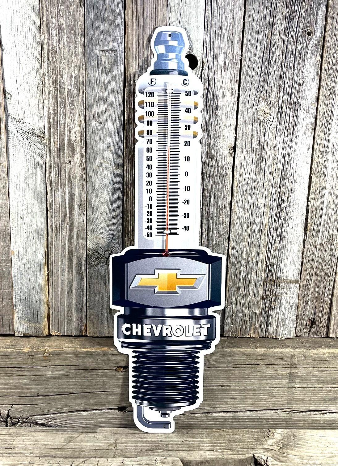 Chevrolet Spark Plug Thermometer Vintage Metal Sign