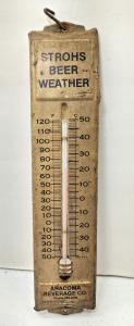 Vintage Strohs Beer Weather Thermometer - Rare Find