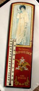 Budweiser King of Beers Wooden Thermometer Sign