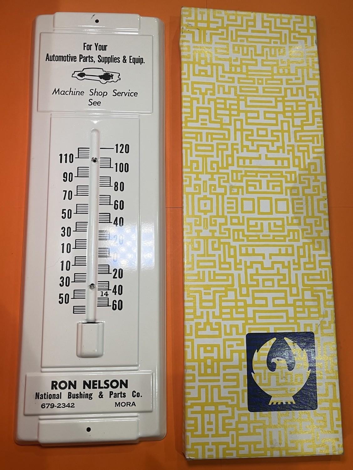 Vintage National Bushing Auto Parts Thermometer Sign