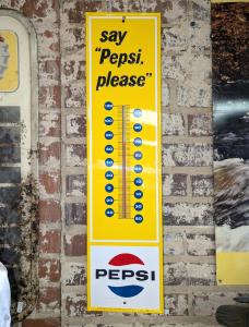 Vintage "Say Pepsi Please" Wall Thermometer 28