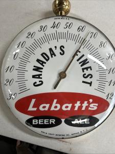 Labatt's Vintage Beer Thermometer Sign, 12" Diameter