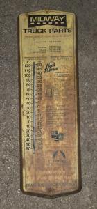 Vintage 24" Metal Thermometer Sign - Midway Truck