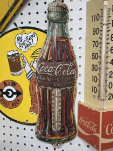Coca-Cola 1923 Christmas Bottle Tin Thermometer 16in