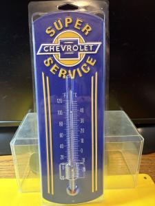 Chevrolet "Super Service" Embossed Thermometer 4"x12