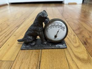 Vintage Airedale Terrier Desk Thermometer Statue