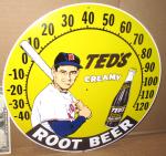 Ted Williams Root Beer Baseball Thermometer Sign 12
