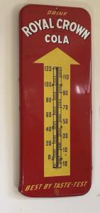 Royal Crown Cola 1950's Vintage Metal Thermometer