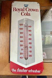 Royal Crown Cola 1945 Tin Thermometer Sign