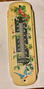 Vintage Hardware Store Advertising Thermometer Tin Sign