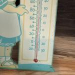 Vintage Metal Weather Girl Advertising Thermometer 6"x7
