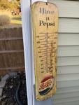 1957 Pepsi Cola Advertising Thermometer Sign
