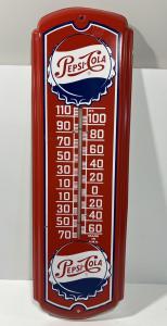 Vintage PEPSI COLA Metal Wall Thermometer Sign