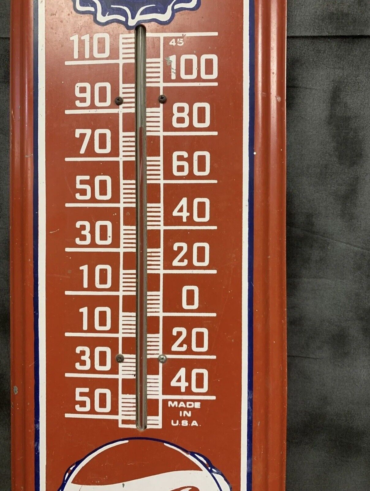 Large Pepsi Cola Advertising Thermometer