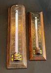 Vintage Taylor Wood & Brass Wall Thermometers Pair