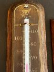 Vintage Taylor Wood & Brass Wall Thermometers Pair