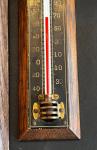 Vintage Taylor Wood & Brass Wall Thermometers Pair