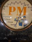 PM Whisky Vintage Advertising Thermometer 9 Inch