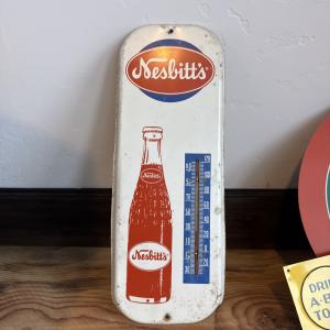 Nesbitt’s Vintage Soda Tin Thermometer Sign 16"x6