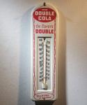 1950s Double Cola Soda Metal Thermometer Sign