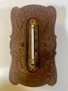 Intl Heater Co. Vintage Cast Iron Wall Thermometer