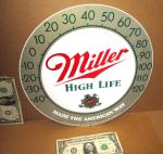 Vintage Miller High Life Beer Thermometer Sign 12