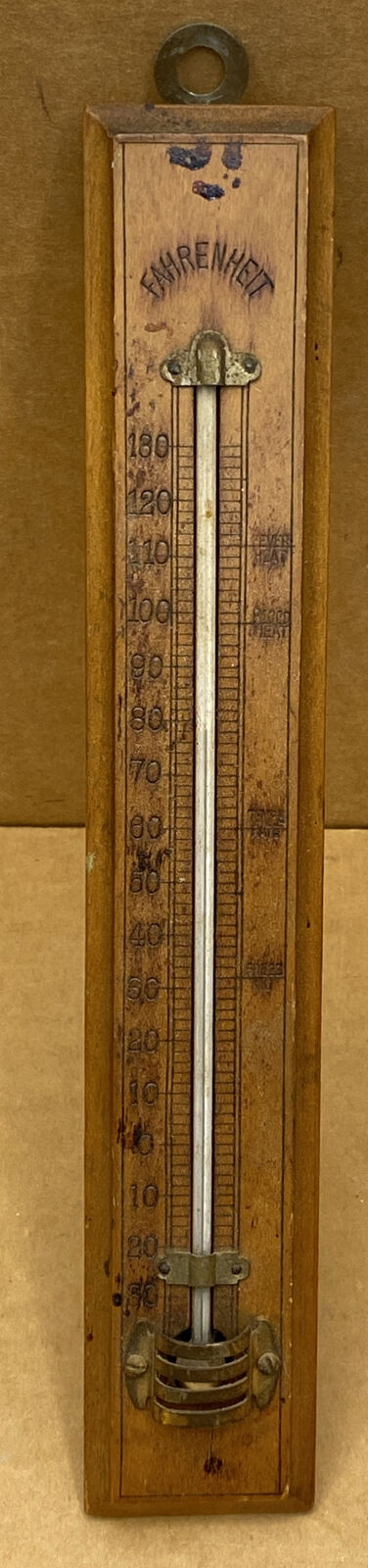 Vintage Fahrenheit Thermometer - Rare 10.5” Wooden Sign