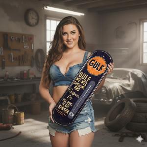 Gulf Vintage Thermometer Metal Wall Sign Decor