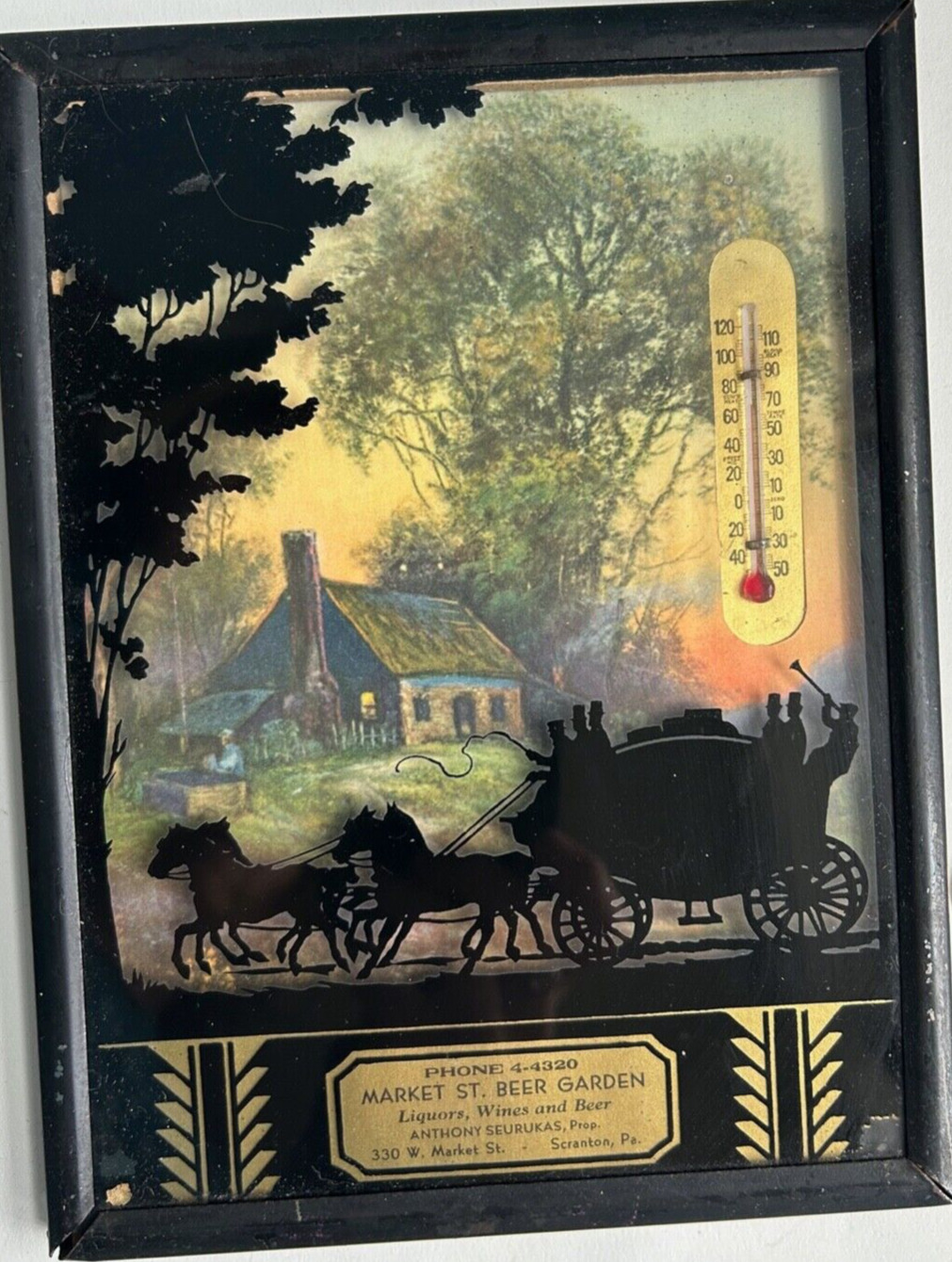 Vintage Market Street Beer Garden Scranton PA Thermometer